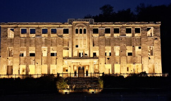 Cheorwon Labor Party Headquarters ruins illuminated at night