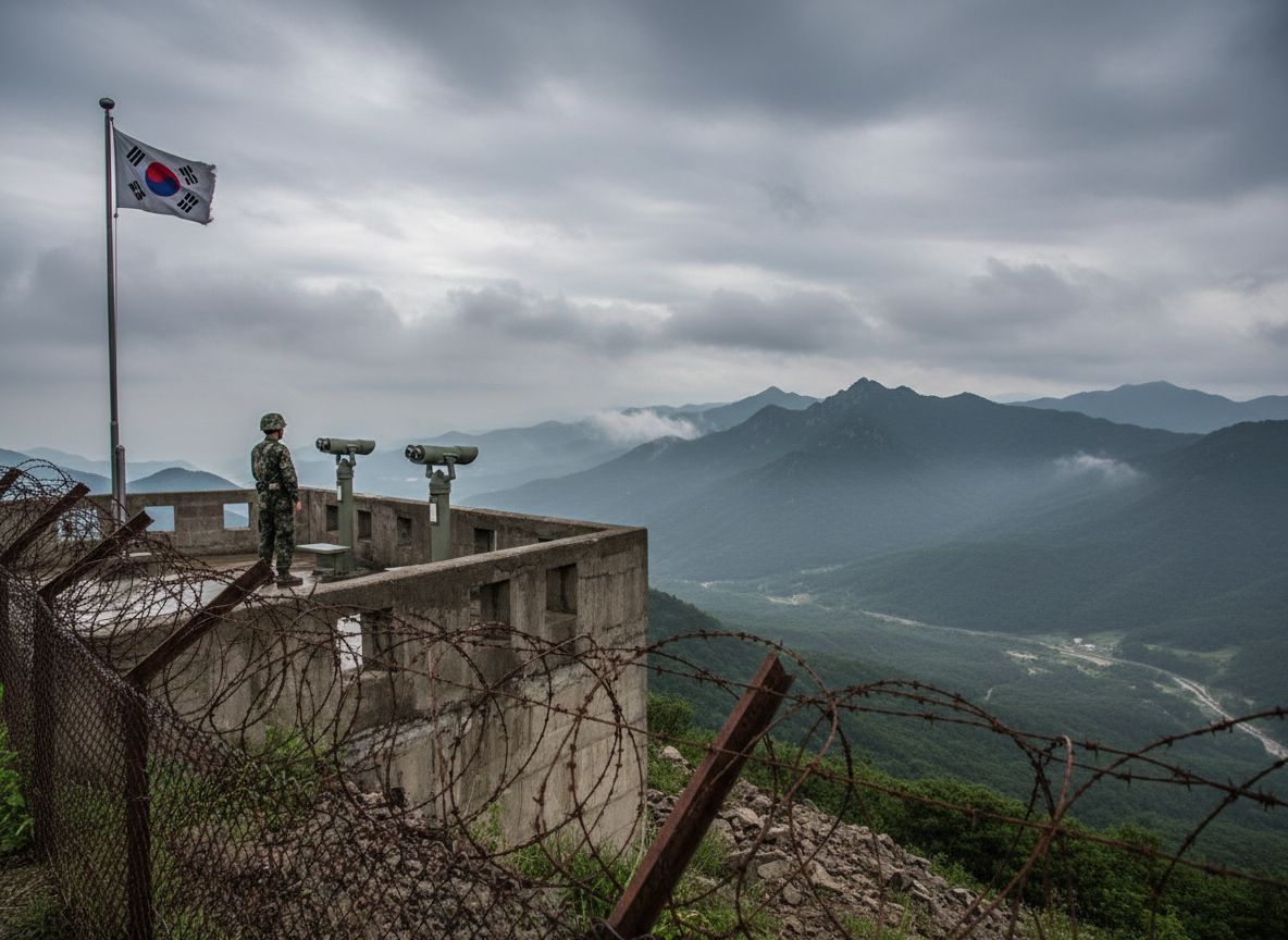 Cheorwon Peace Observatory overlooking the Korean DMZ borderland